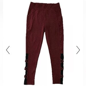 Pop Fit Ankle Length Leggings  Women Burgundy Black p4
